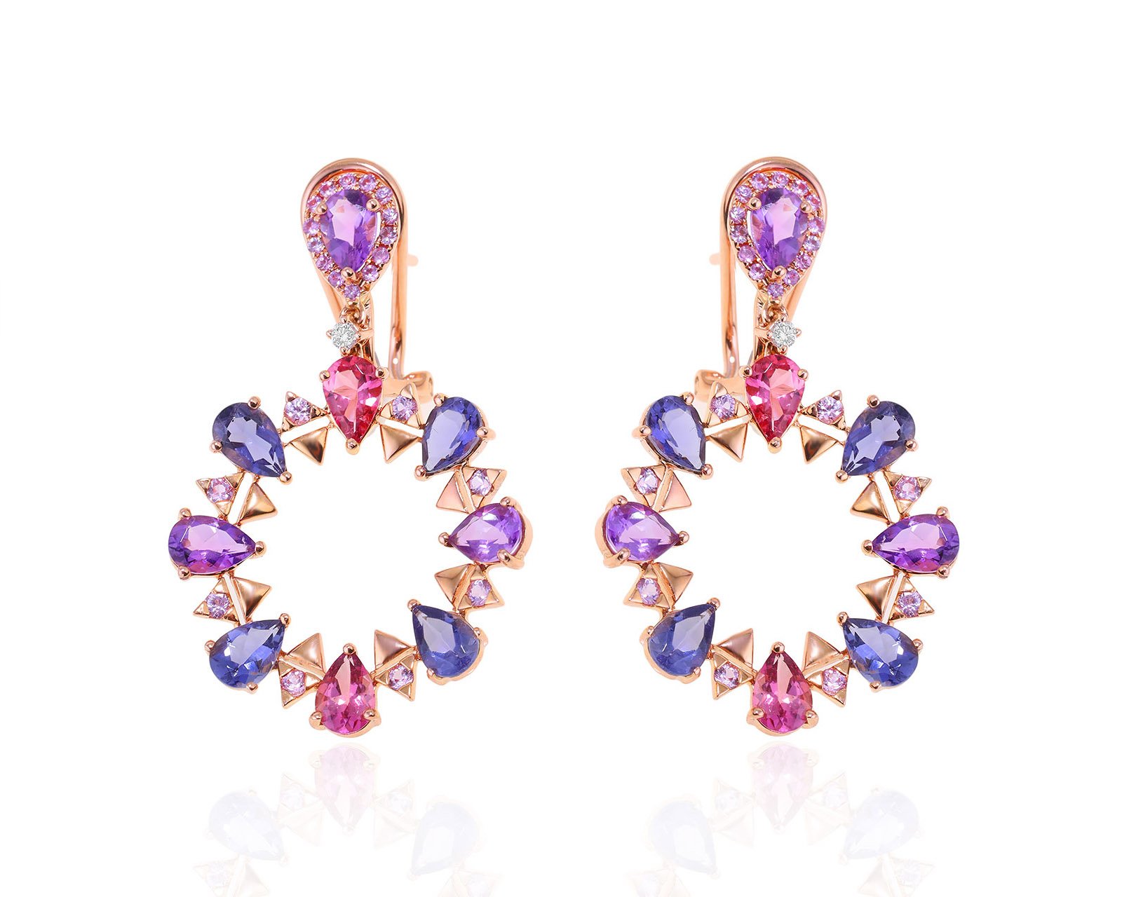 Золотые серьги с цветными камнями 7.06ct 060524/23 Золотые серьги с цветными камнями 7.06ct 060524/23