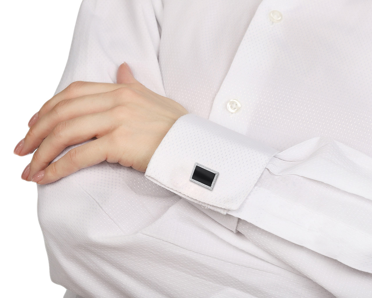 Солидные золотые запонки с ониксом 2.60ct