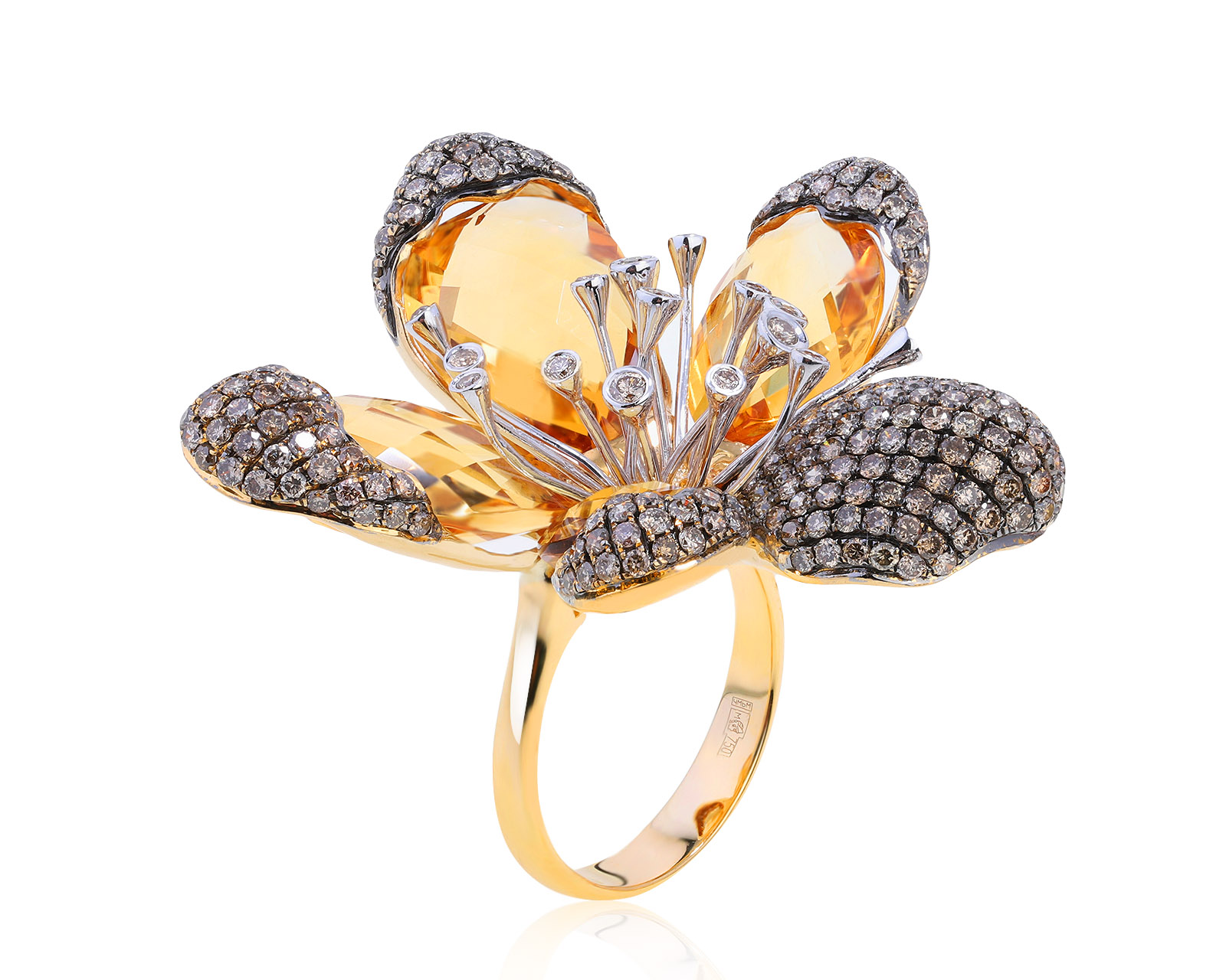 Потрясающее золотое кольцо с цитринами 14.55ct 171021/7