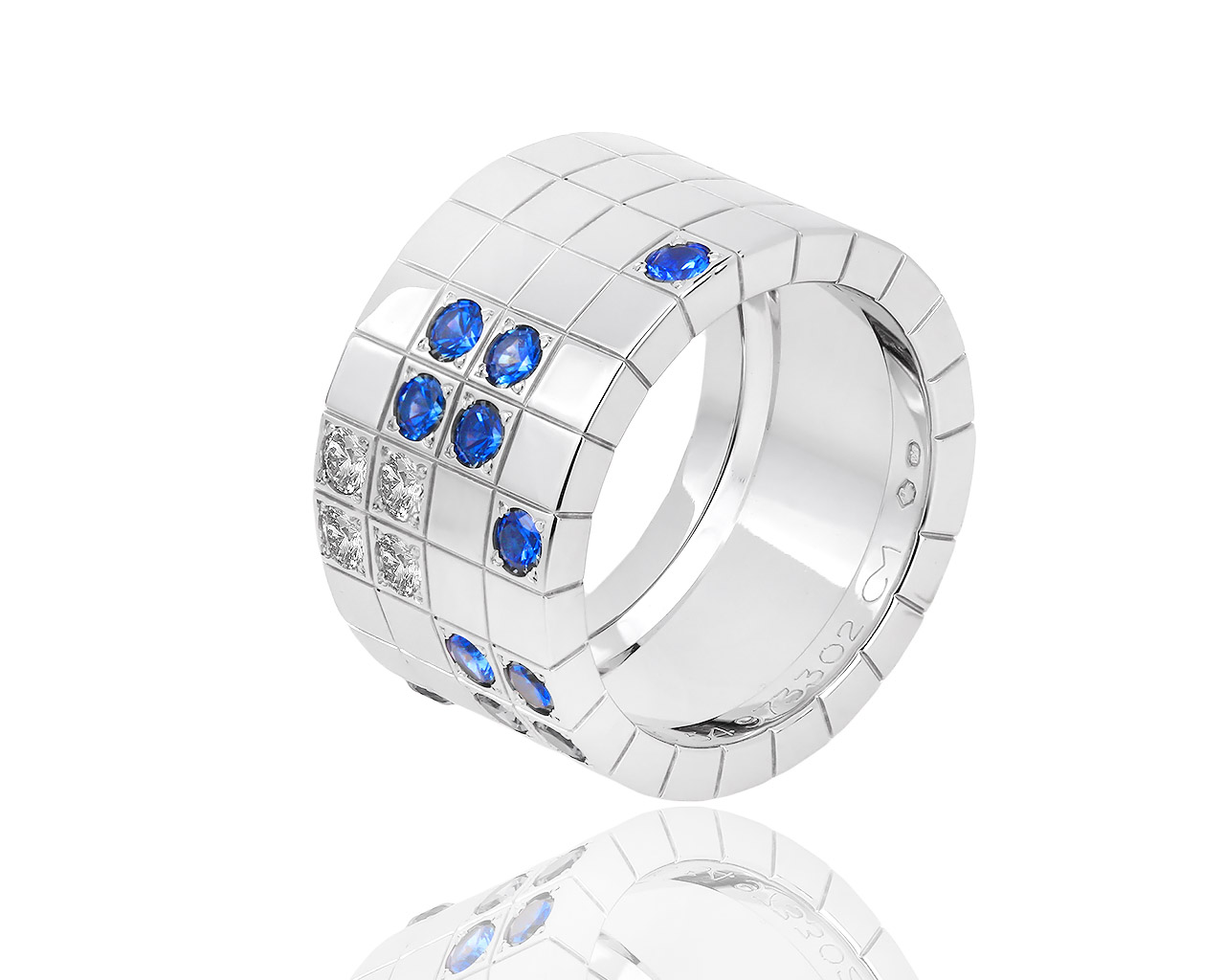 Оригинальное золотое кольцо с бриллиантами и сапфирами Cartier Lanieres