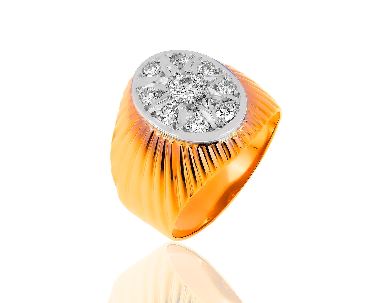 Солидное золотое кольцо с бриллиантами 0.45ct