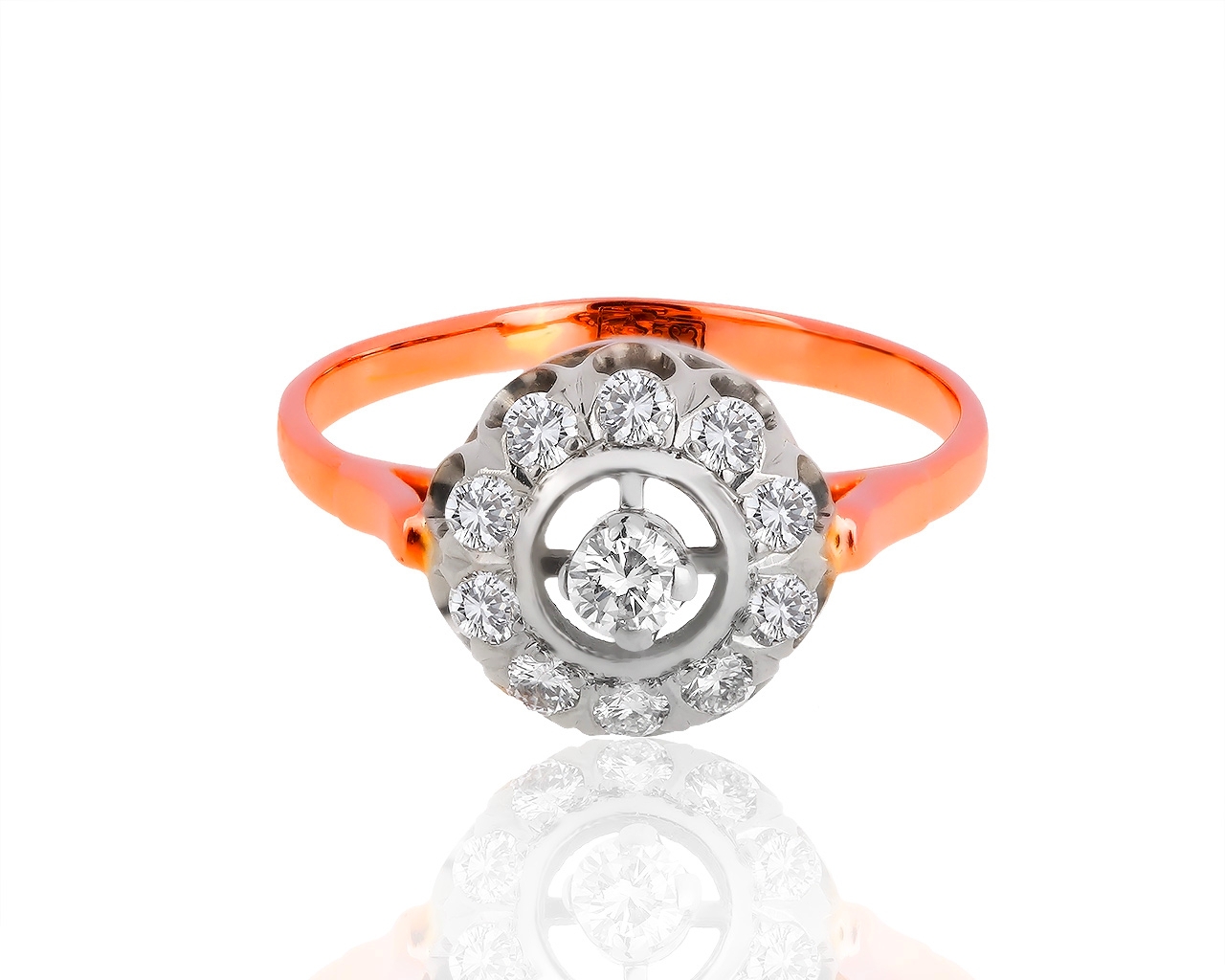 Винтажное золотое кольцо с бриллиантами 0.40ct 030919/3