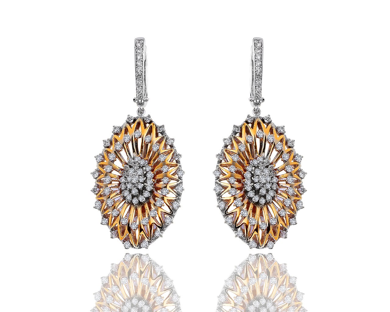 Прелестные золотые серьги с бриллиантами 2.15ct 290519/2