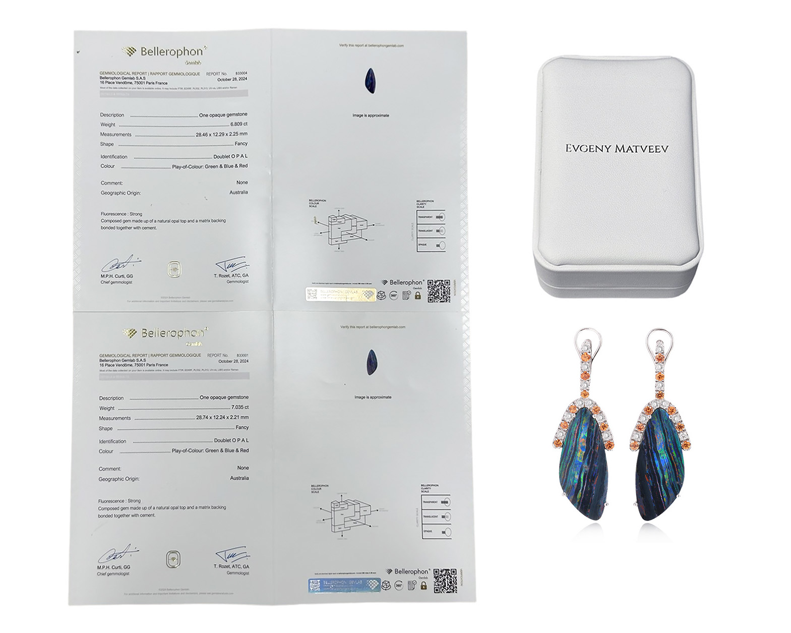 Золотые серьги с опалами Австралия 13.84ct Evgeny Matveev