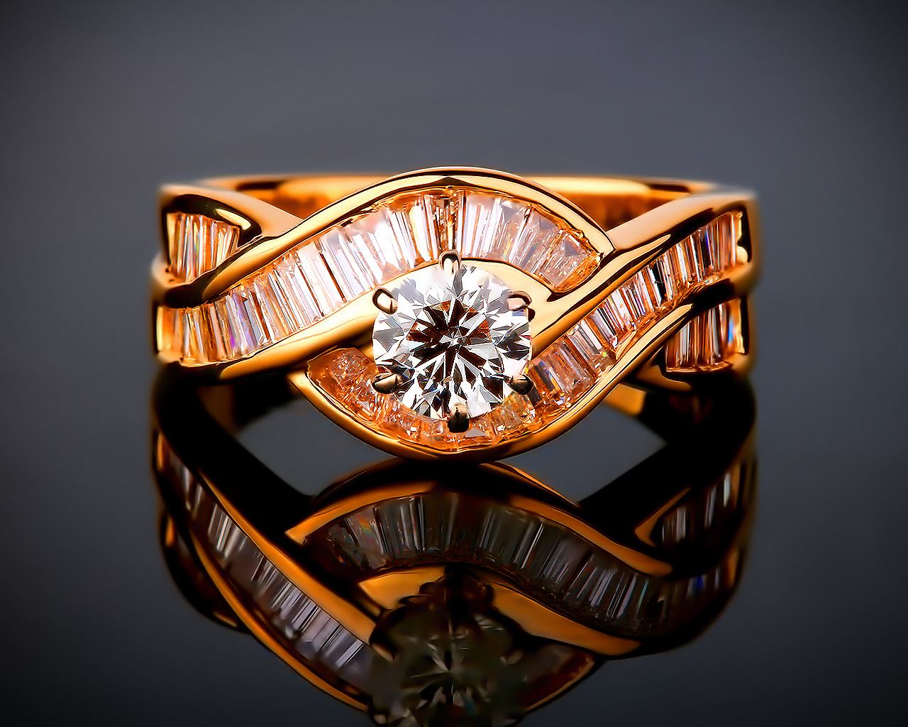 Первоклассное золотое кольцо с бриллиантами 1.49ct 300117/5