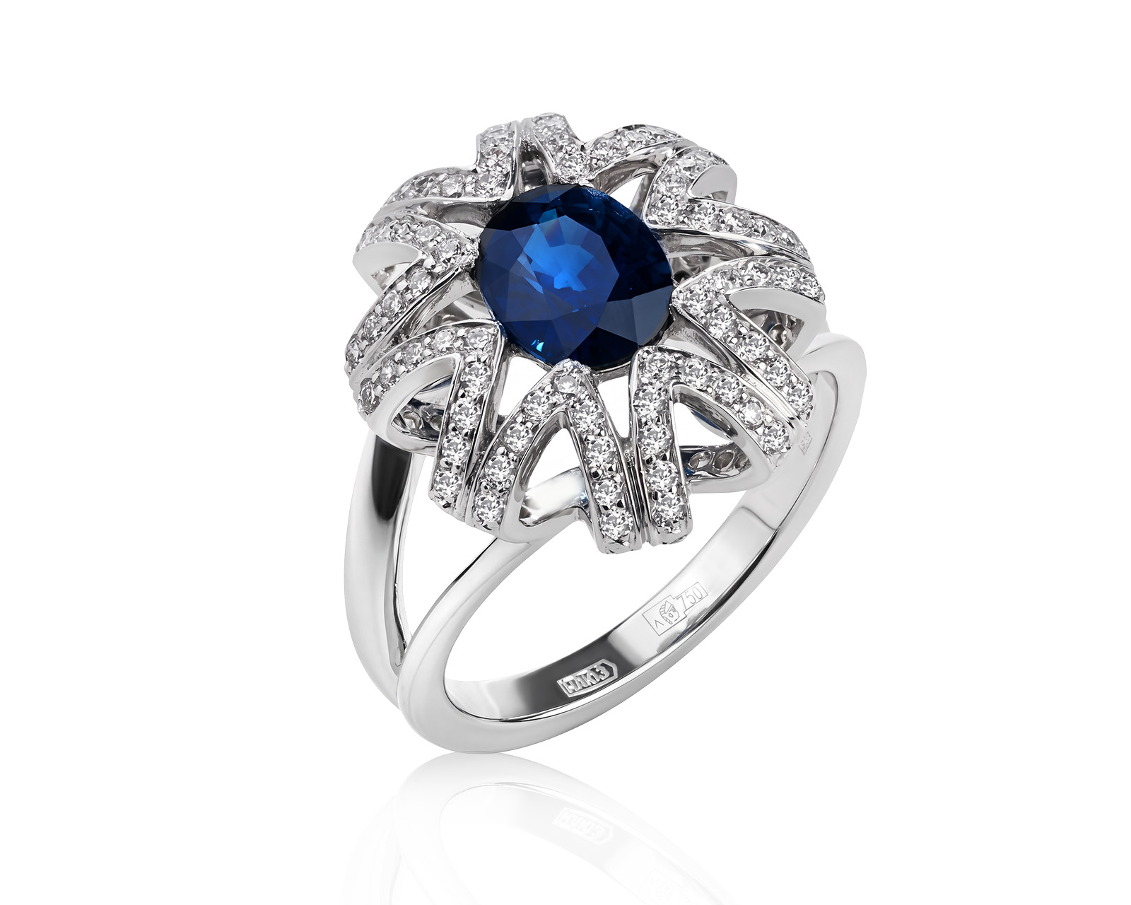 Оригинальное золотое кольцо с сапфиром 1.70ct Lykov`s Jewellery 040626/КМ372