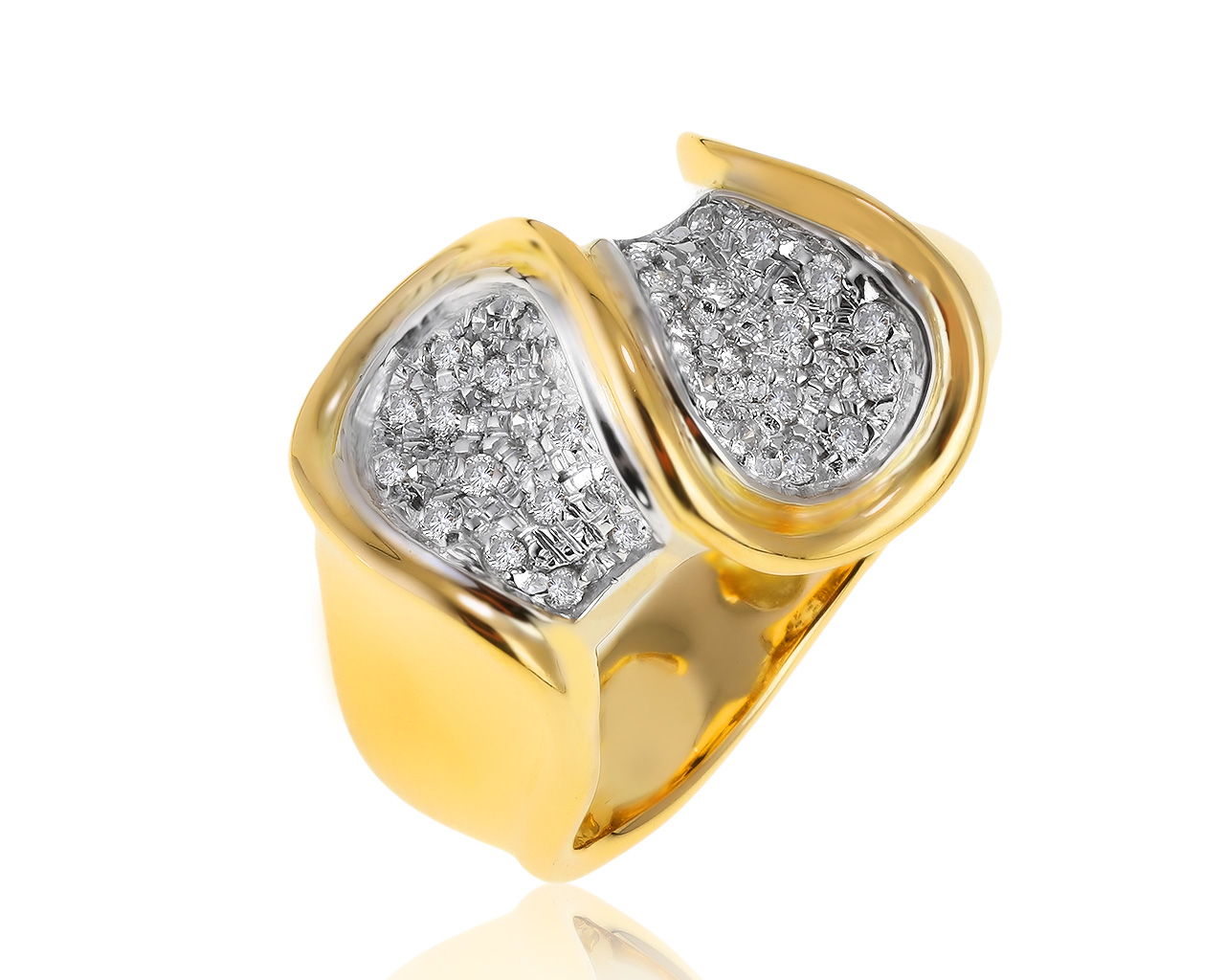 Итальянское золотое кольцо с бриллиантами 0.22ct