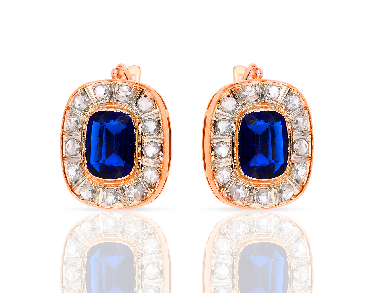 Старинные золотые серьги с бриллиантами 0.80ct 220518/26