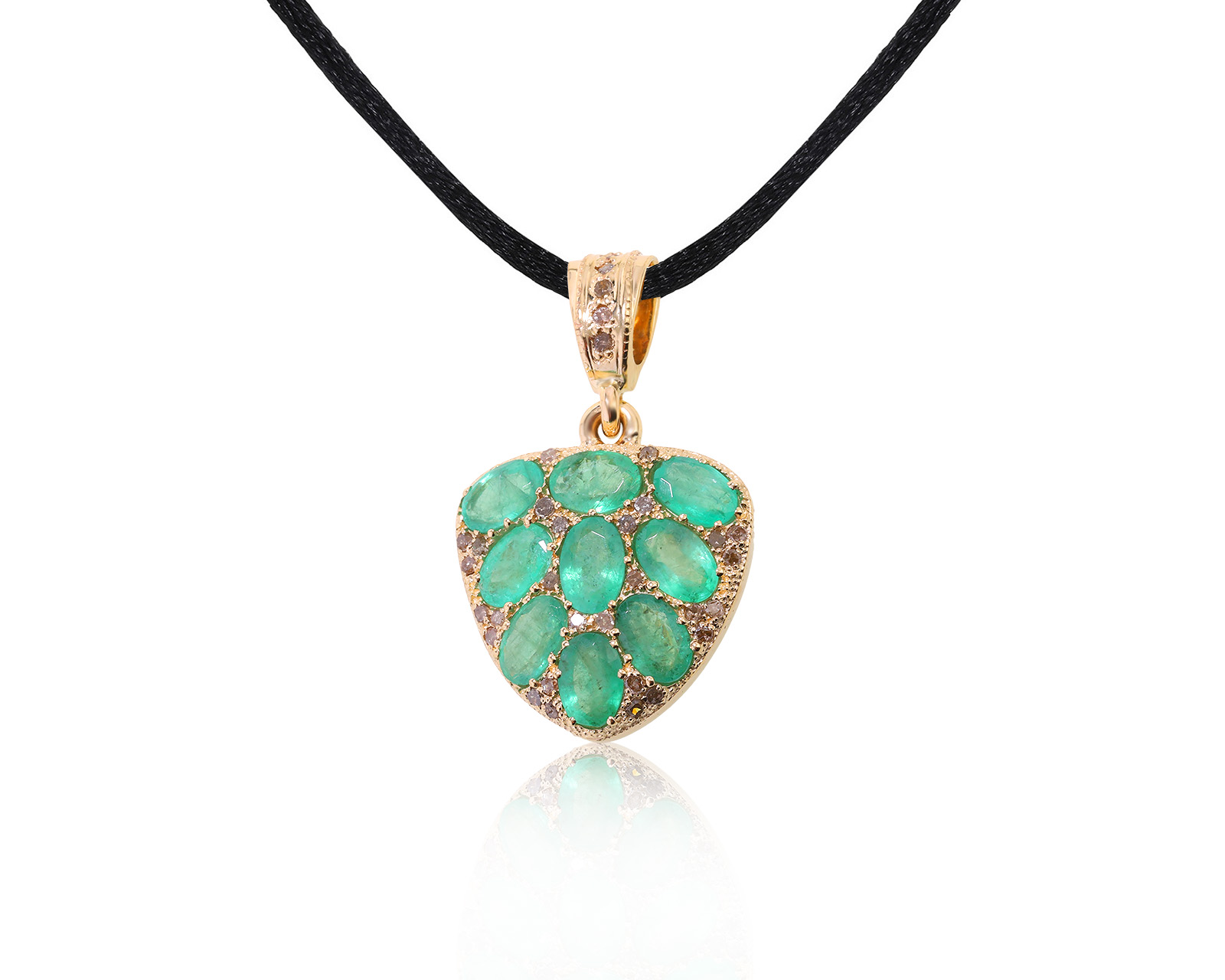 Праздничный золотой кулон с изумрудами 3.96ct 020722/7