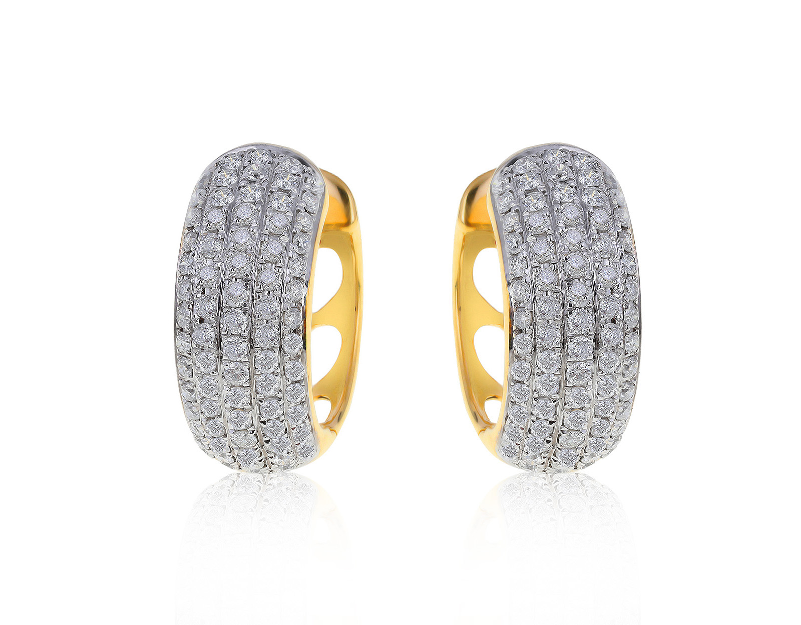 Богатые золотые серьги с бриллиантами 1.10ct