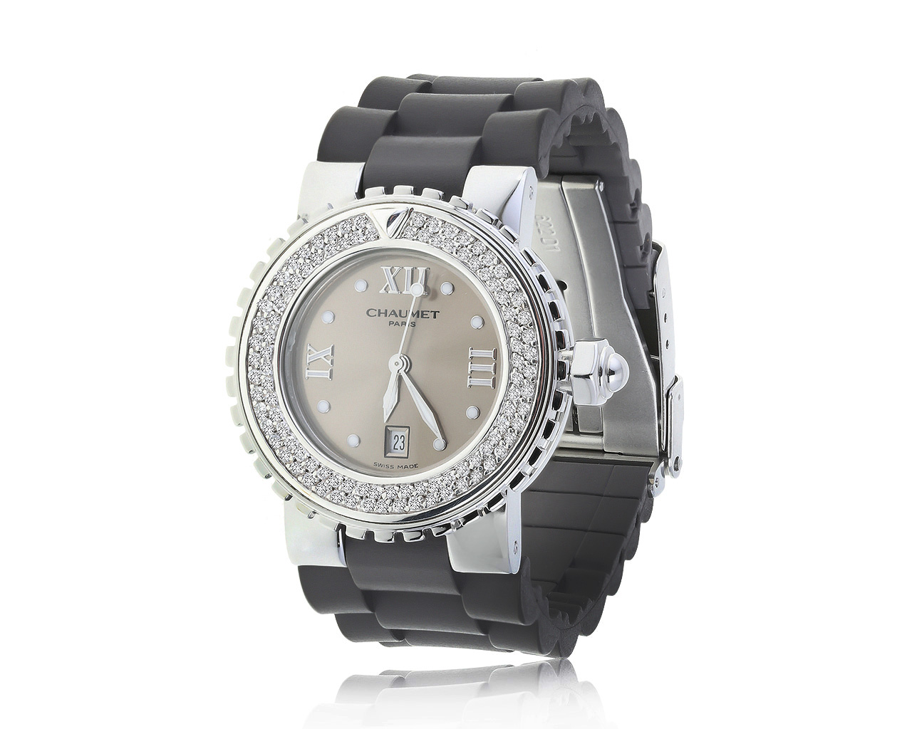 Оригинальные стальные часы с бриллиантами 0.70ct Chaumet Class One 240521/12