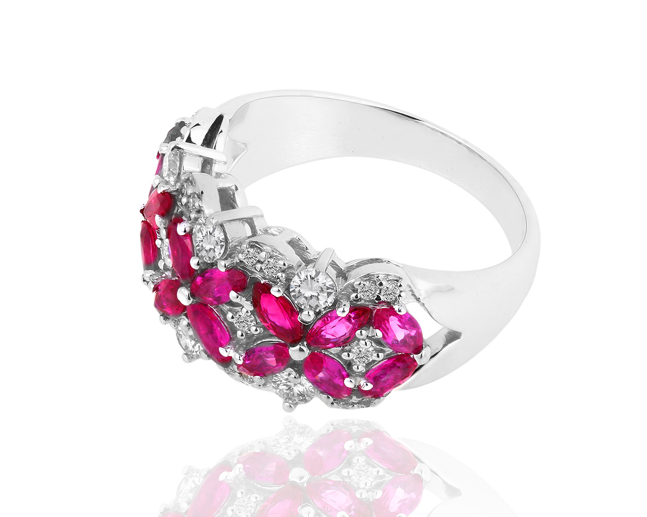 Золотое кольцо с бриллиантами 0.35ct и рубинами 1.12ct 140119/15