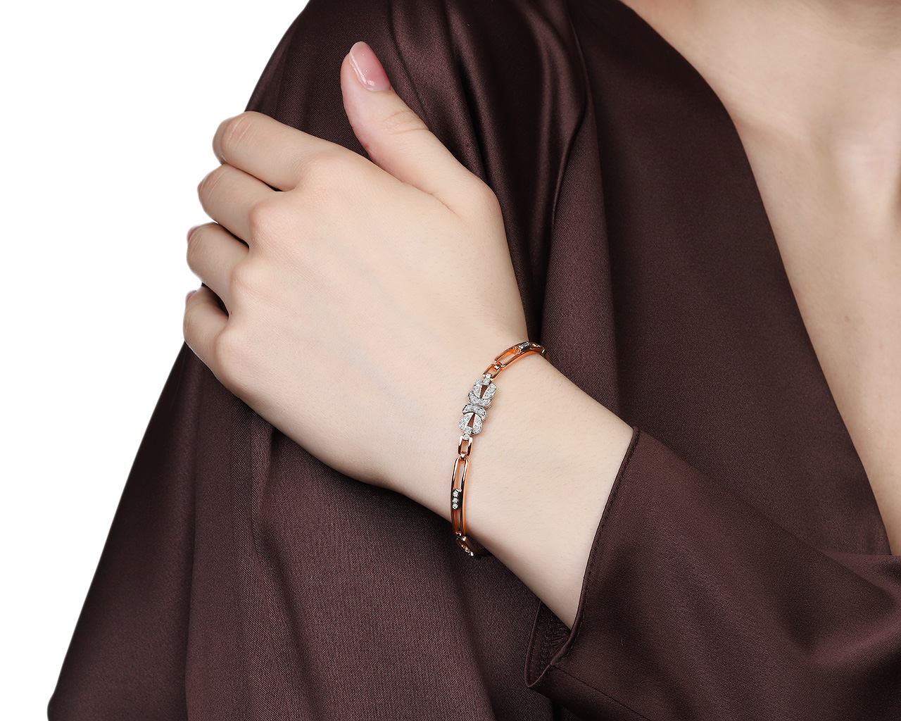 Безупречный золотой браслет с бриллиантами 0.40ct