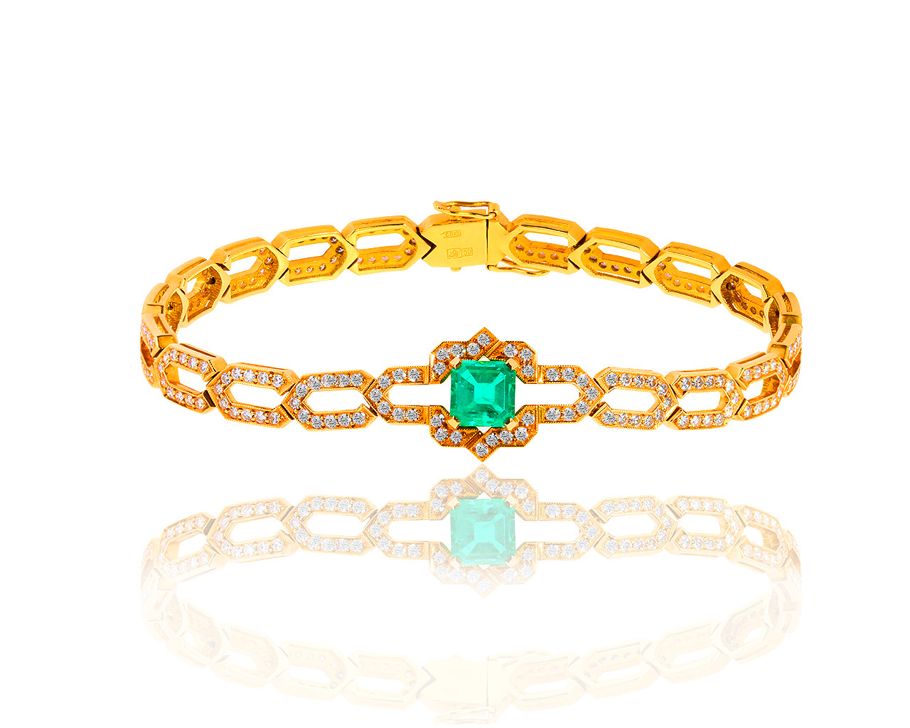 Золотой браслет с изумирудом 1.66ct и бриллиантами 2.73ct 080419/3