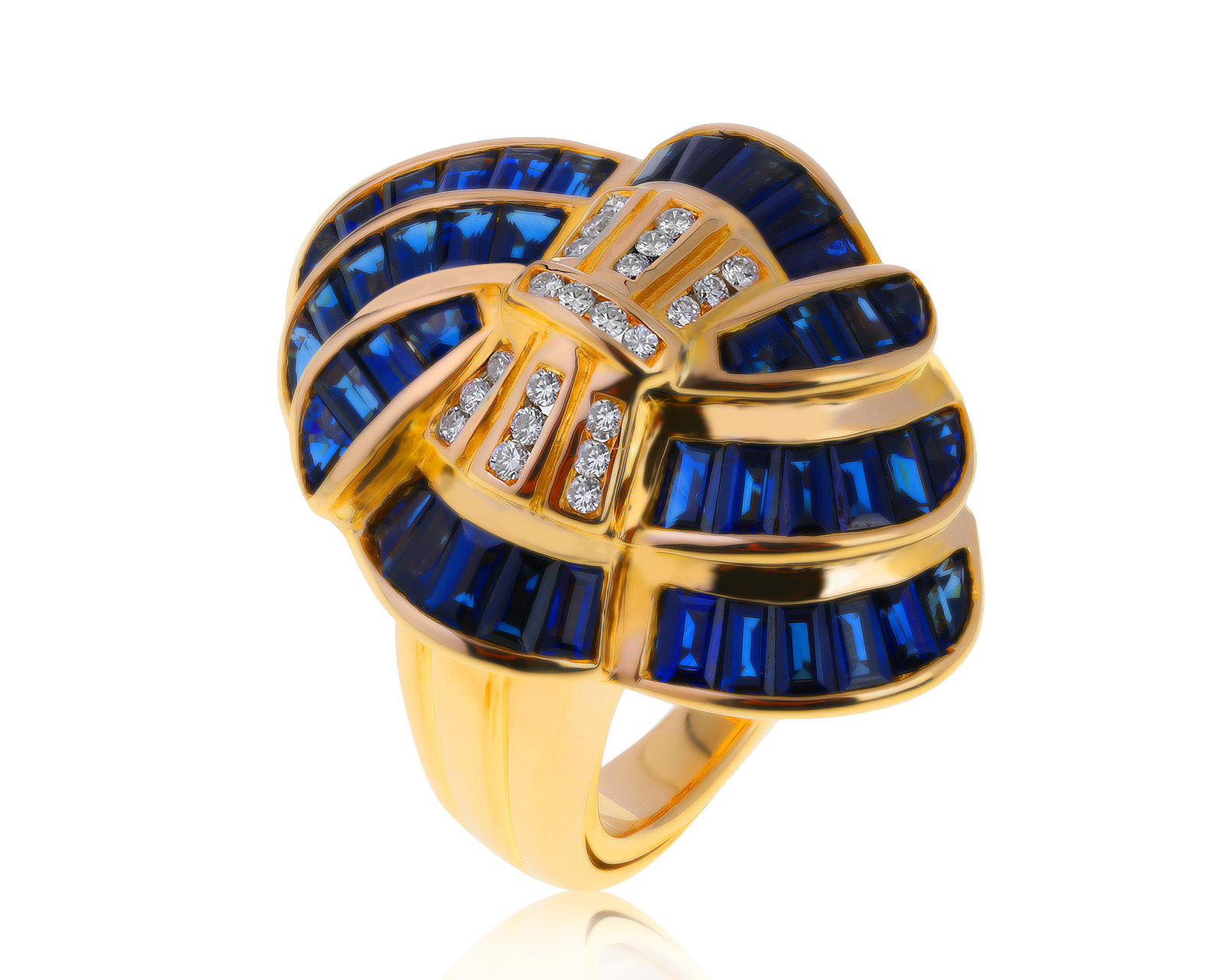 Великолепное золотое кольцо с сапфирами 3.33ct
