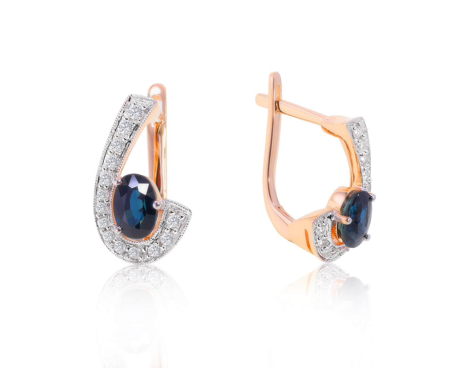 Модные золотые серьги с сапфирами 1.22ct 141022/4