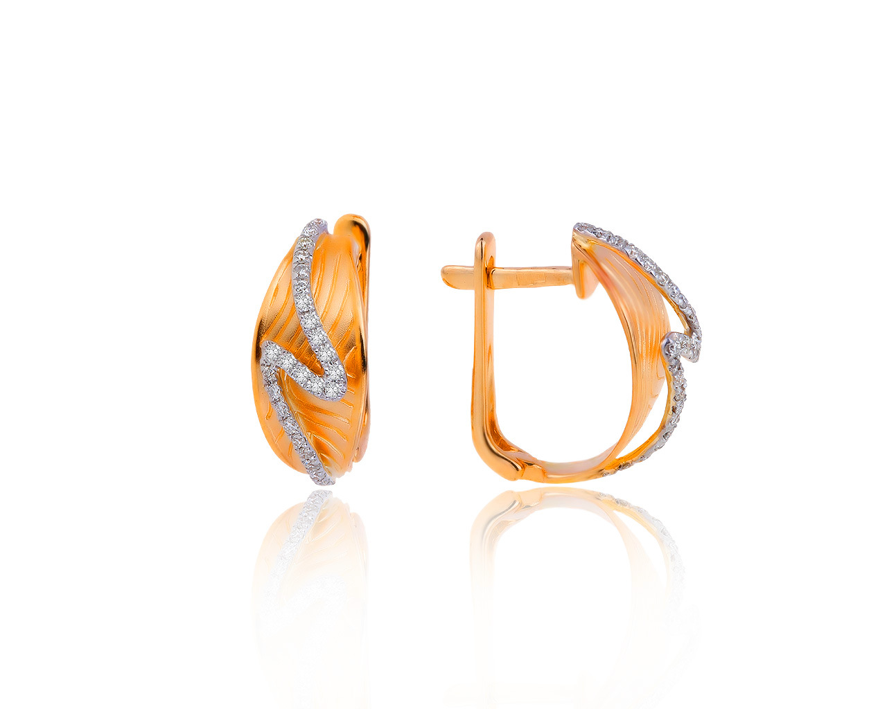 Царские золотые серьги с бриллиантами 0.22ct