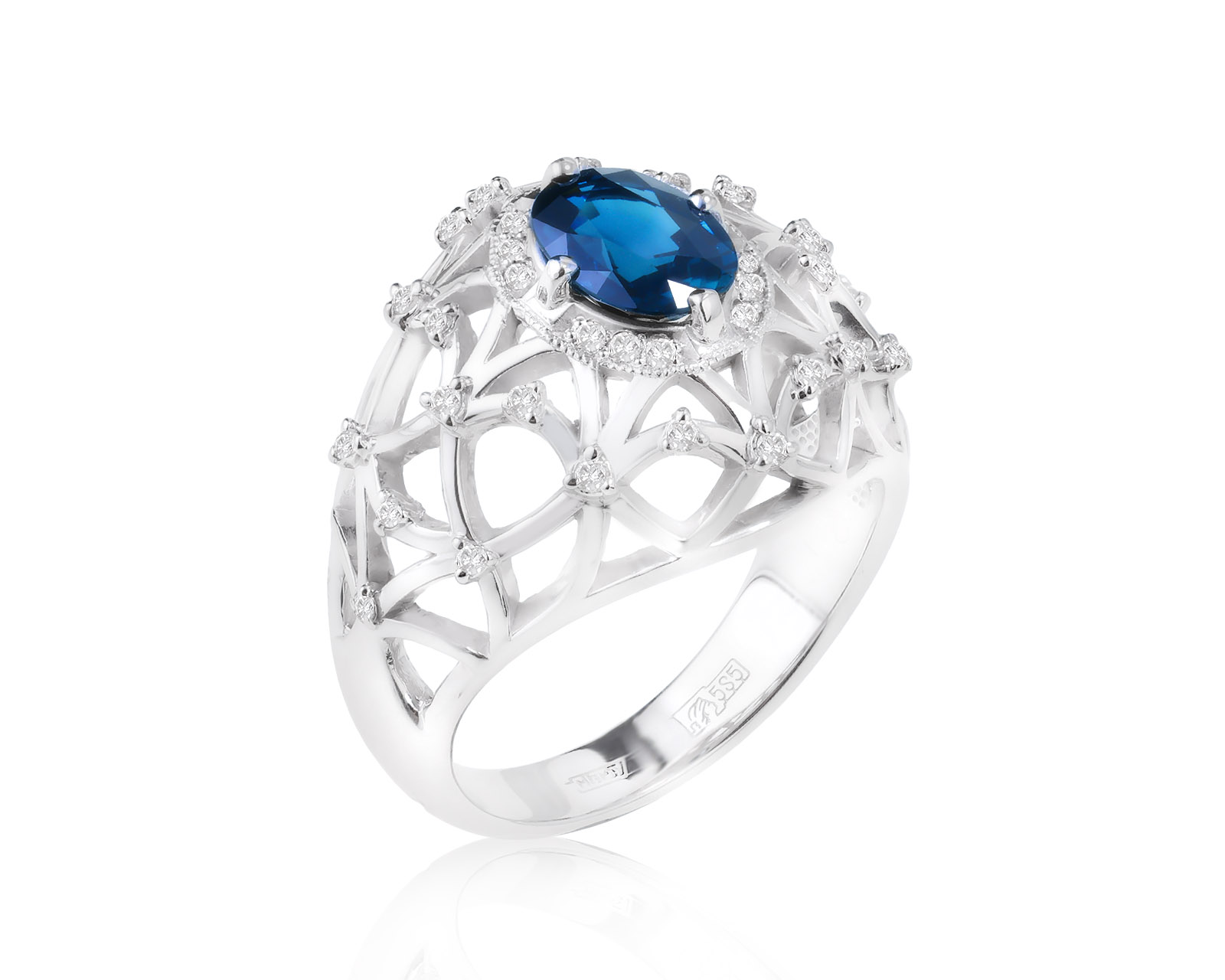 Золотое кольцо с сапфиром 1.25ct и бриллиантами 0.18ct 010224/9