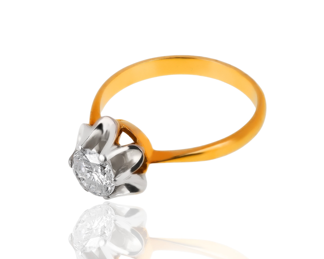 Винтажное золотое кольцо с бриллиантом 1.00ct