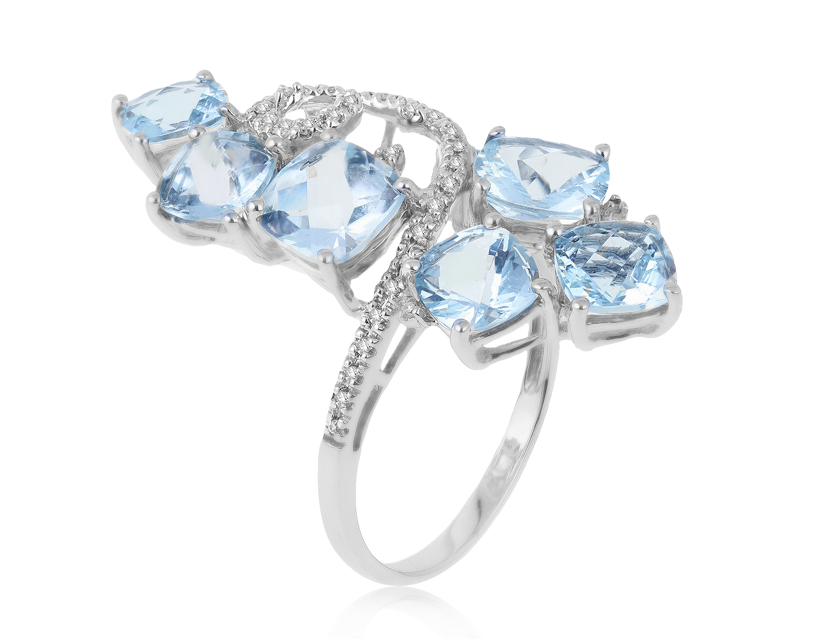 Притягательное золотое кольцо с аквамаринами 5.10ct 300621/10