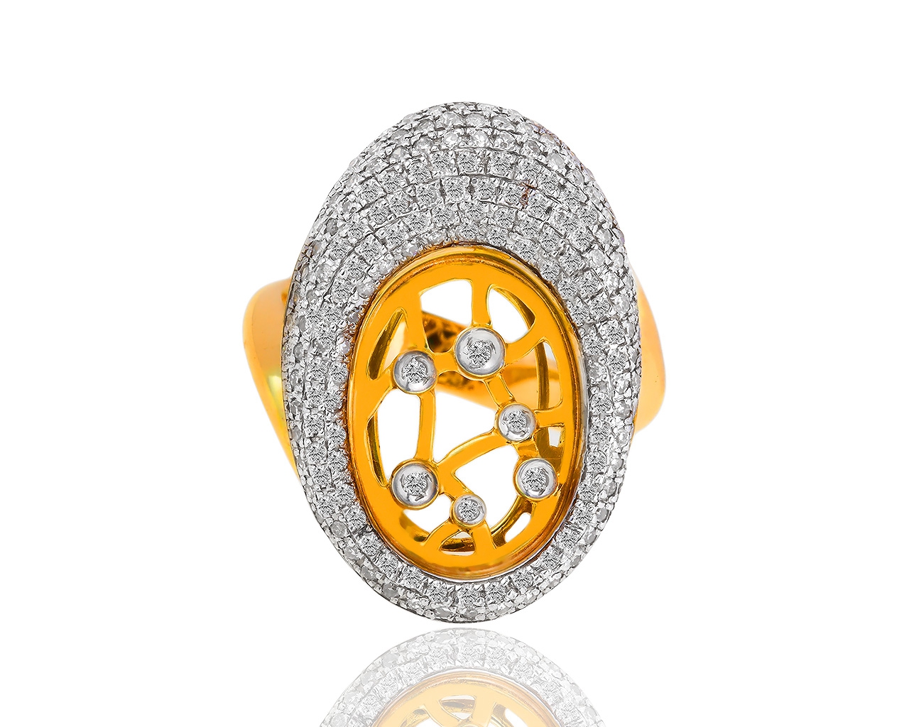 Интересное золотое кольцо с бриллиантами 0.40ct