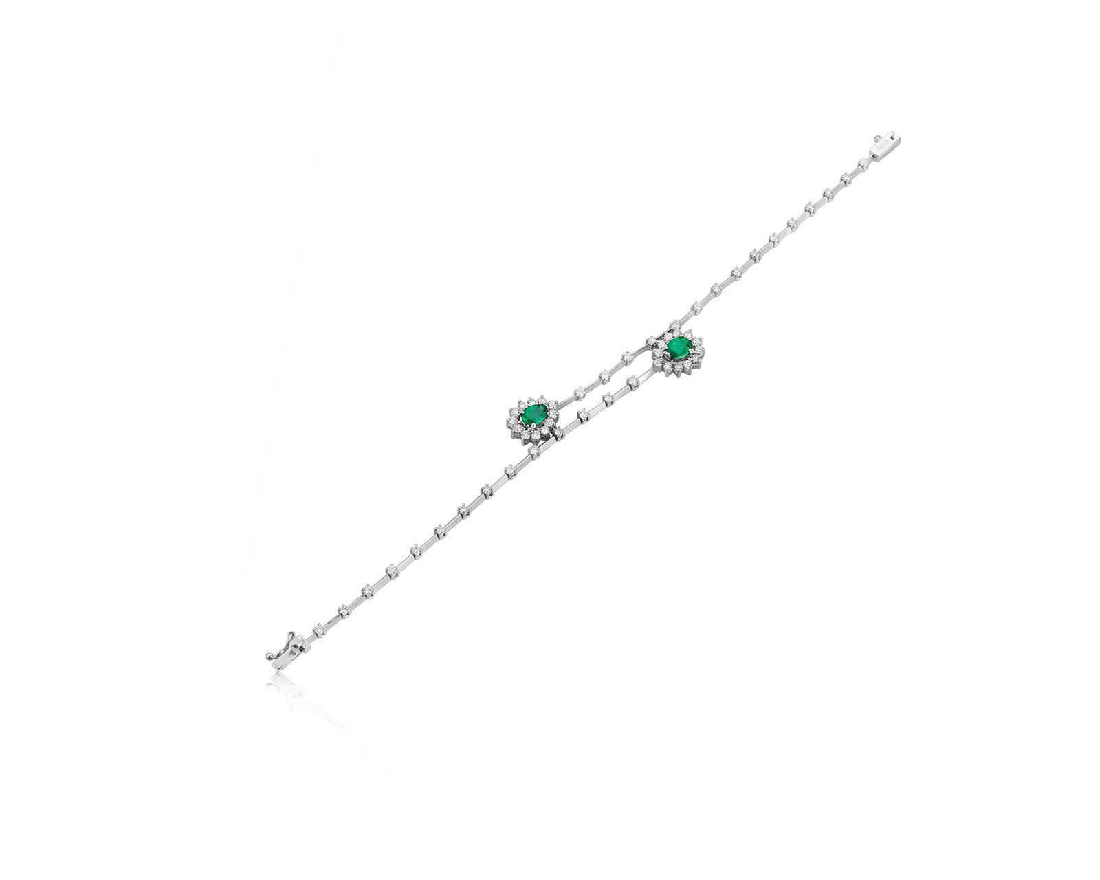 Золотой браслет с изумрудами 0.65ct и бриллиантами 1.20ct