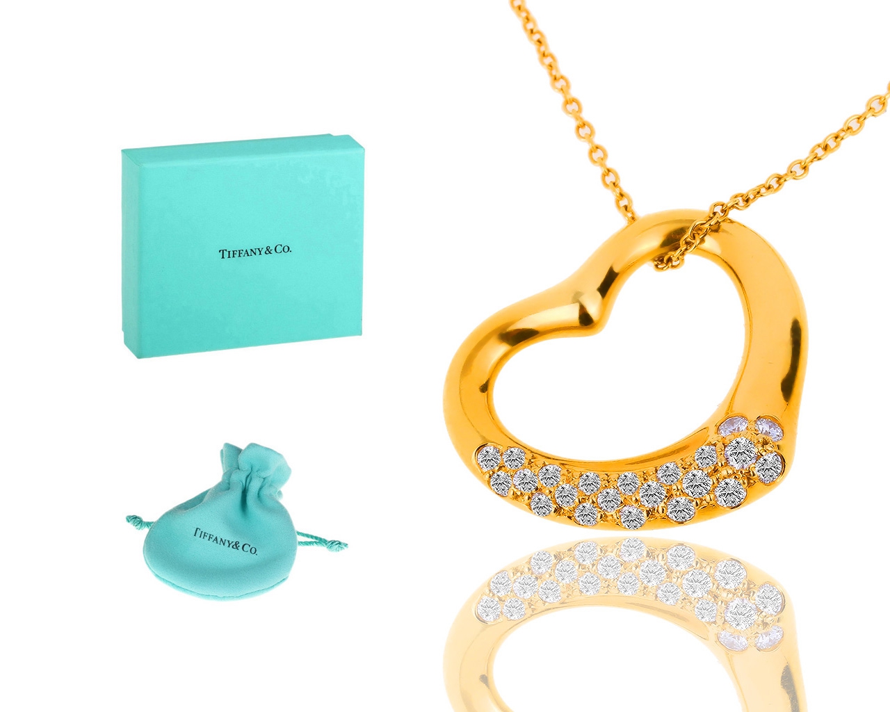 Золотая подвеска с бриллиантами 0.35ct Tiffany&Co