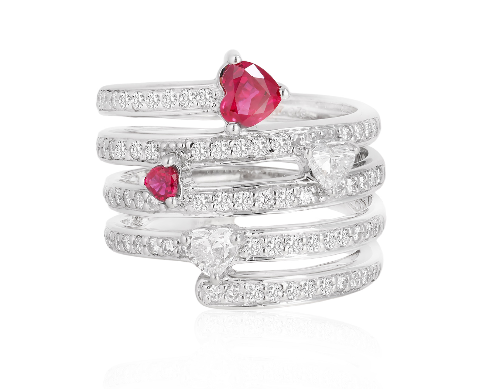 Золотое кольцо с рубинами 0.62ct и бриллиантами 1.06ct