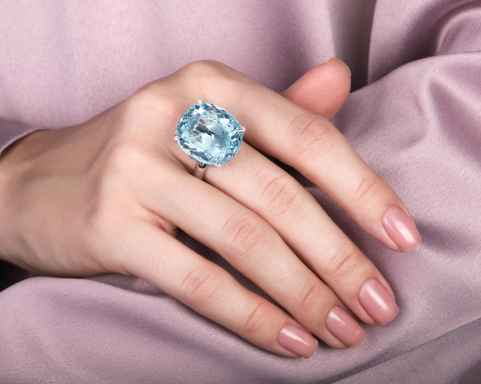 Оригинальное золотое кольцо с аквамарином 27.64ct Parure Atelier