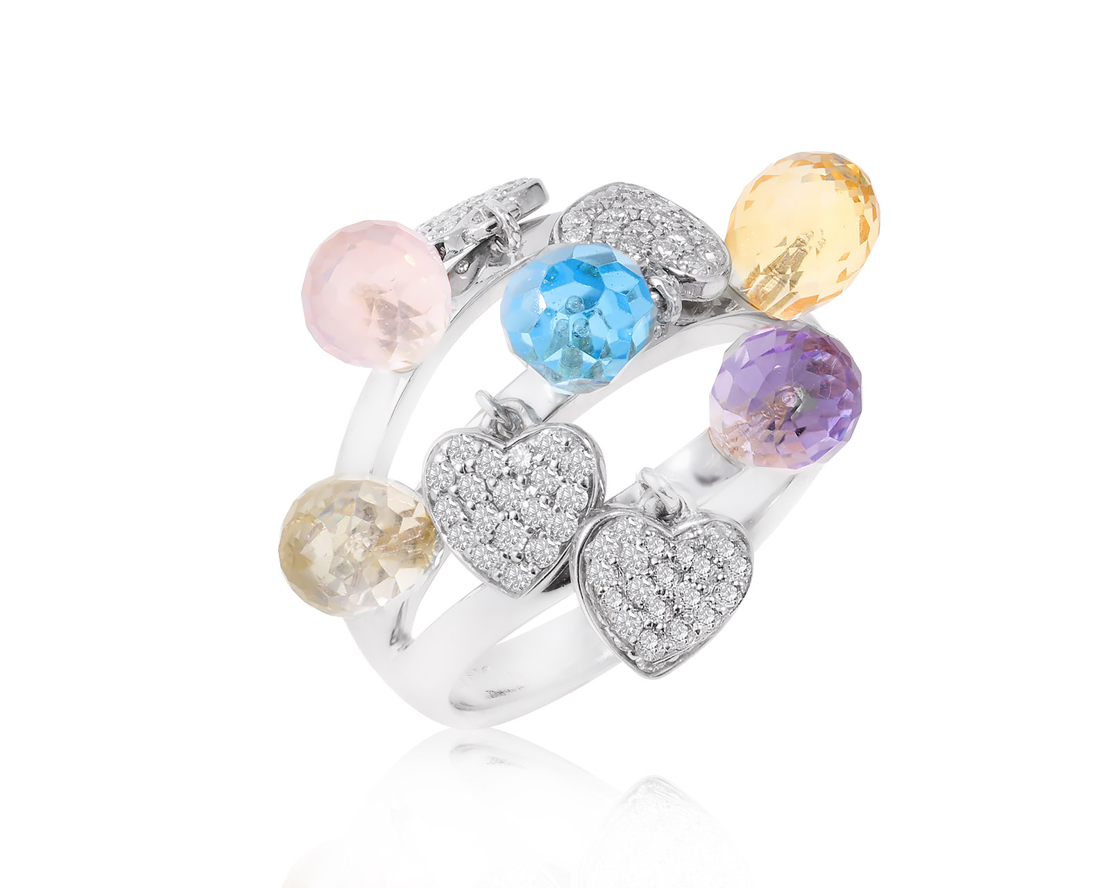 Притягательное золотое кольцо с цветными камнями 3.94ct 280922/11