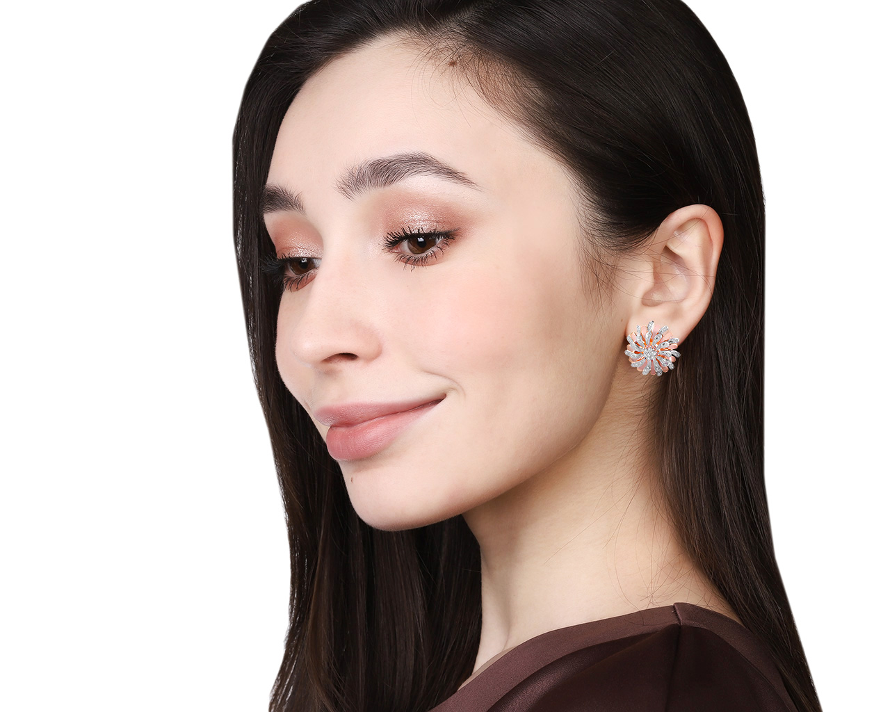 Прекрасные золотые серьги с бриллиантами 0.53ct