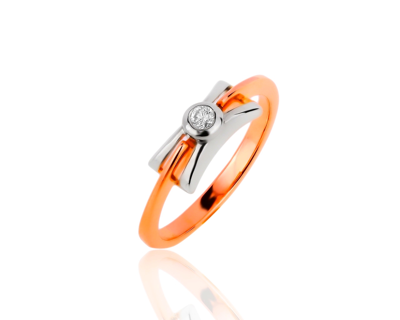 Стильное золотое кольцо с бриллиантом 0.05ct 281217/7