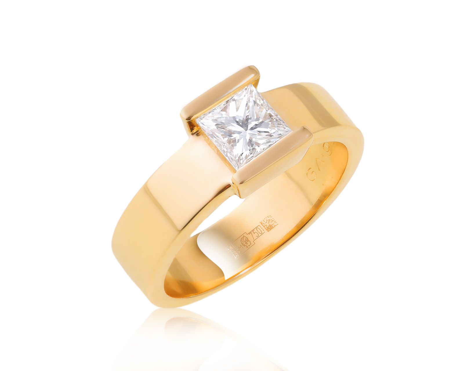 Оригинальное золотое кольцо с бриллиантом 0.73ct Fred