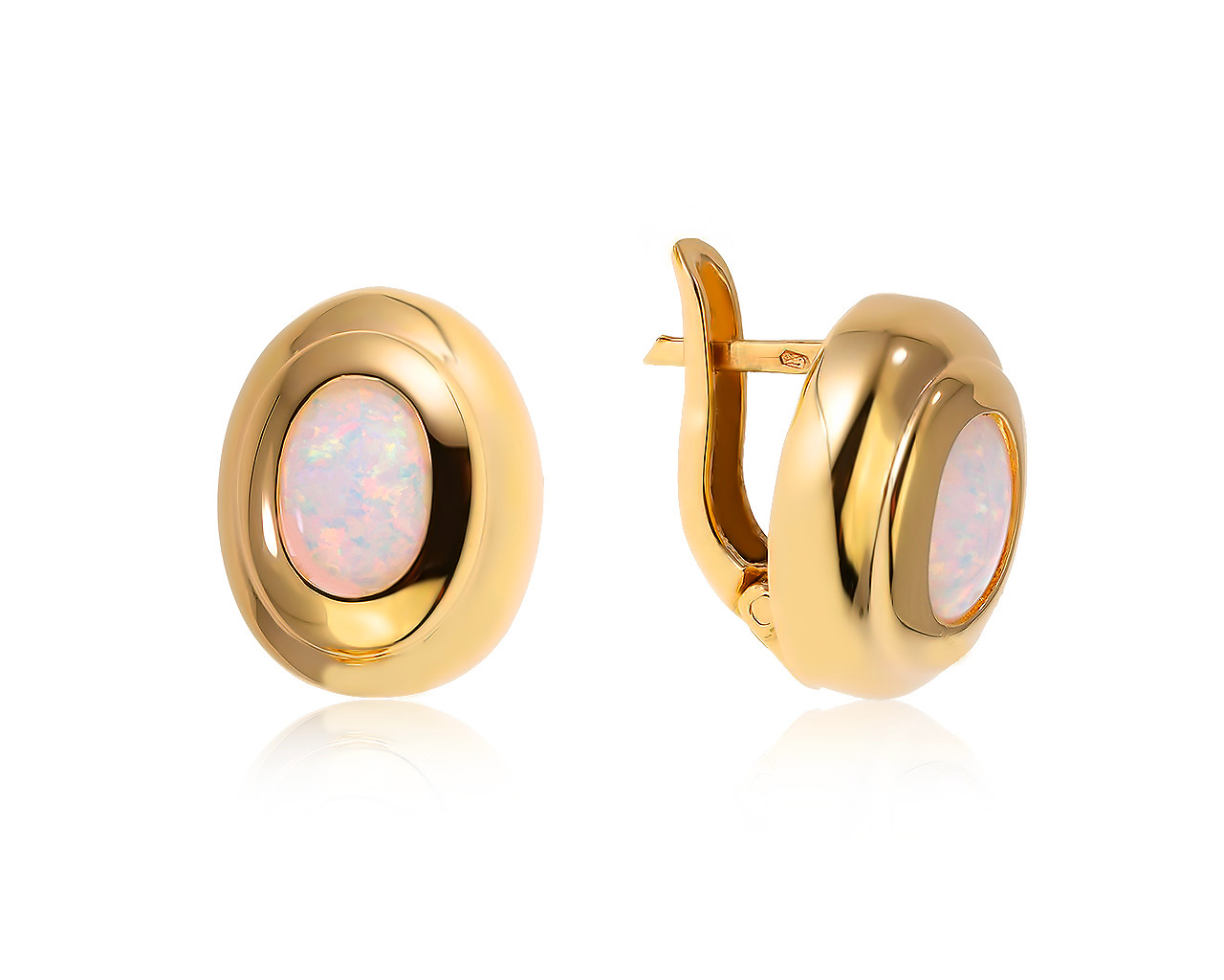Богатые золотые серьги с опалами 1.21ct
