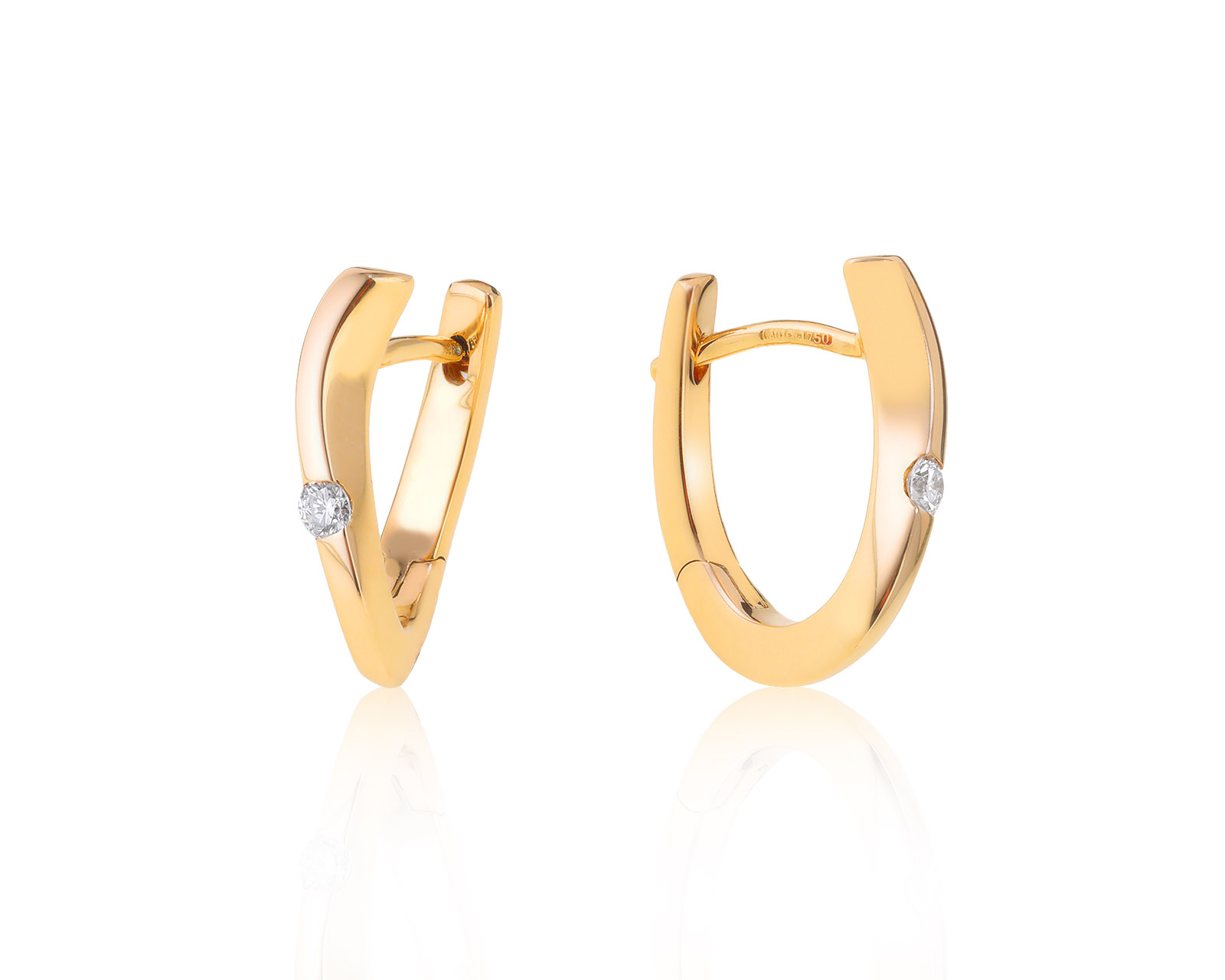 Изящные золотые серьги с бриллиантами 0.09ct 220322/2