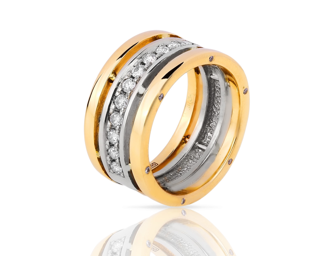 Солидное золотое кольцо с бриллиантами 0.32ct