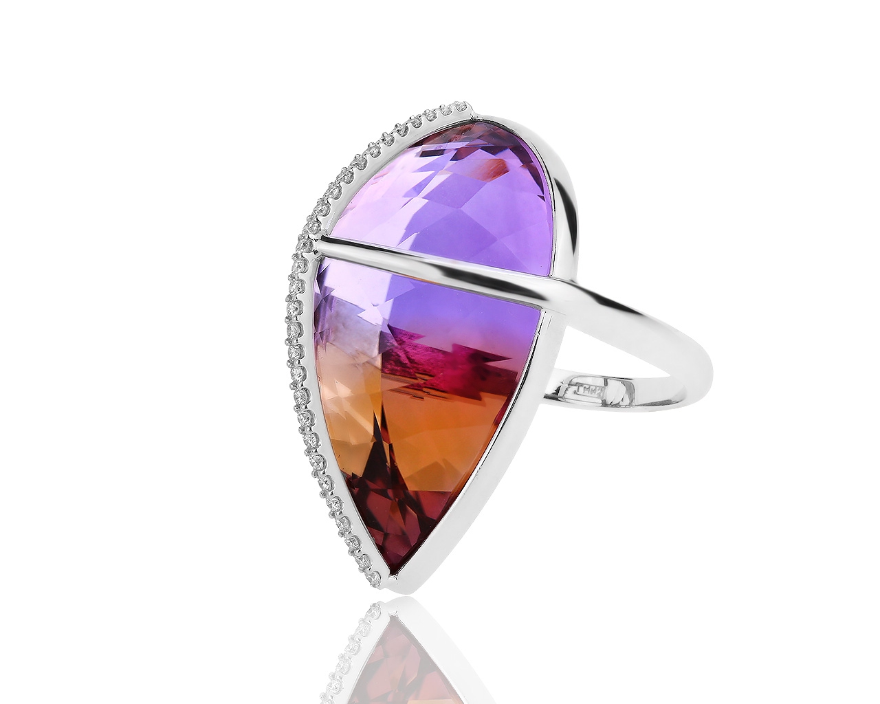 Шикарное золотое кольцо с аметрином 28.75ct и бриллиантами 0.30ct 020819/5