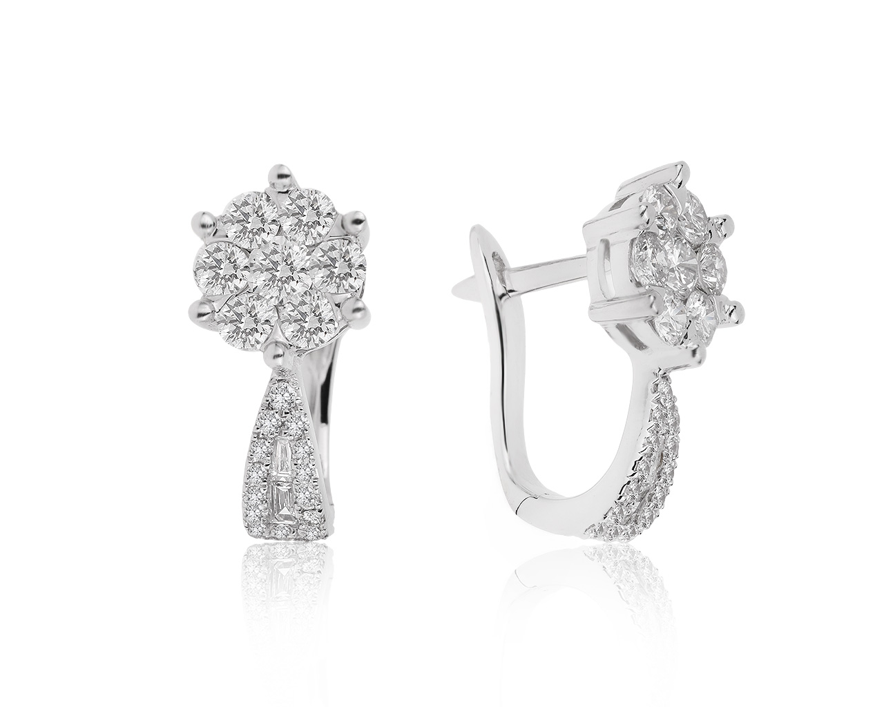 Оригинальные золотые серьги с бриллиантами 1.09ct МЮЗ