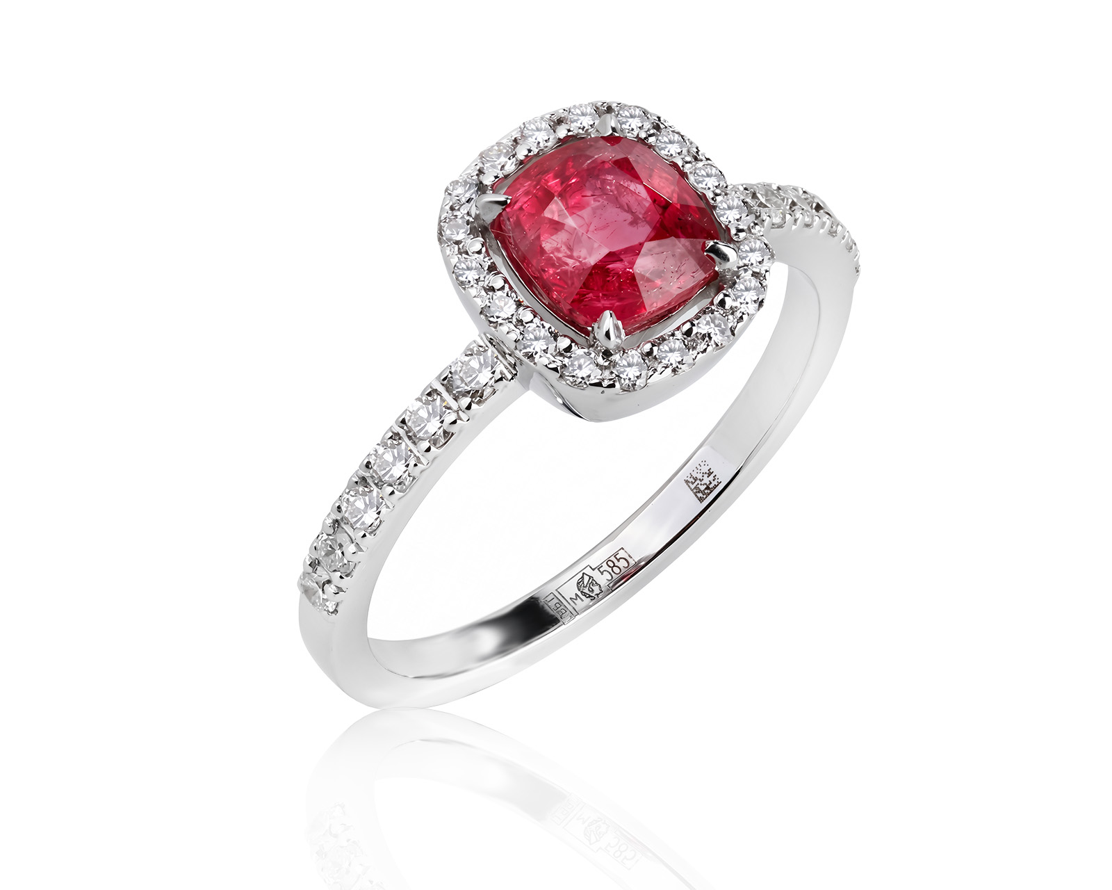 Золотое кольцо со шпинелью 1.15ct и бриллиантами 0.21ct 020826/ПКМ444