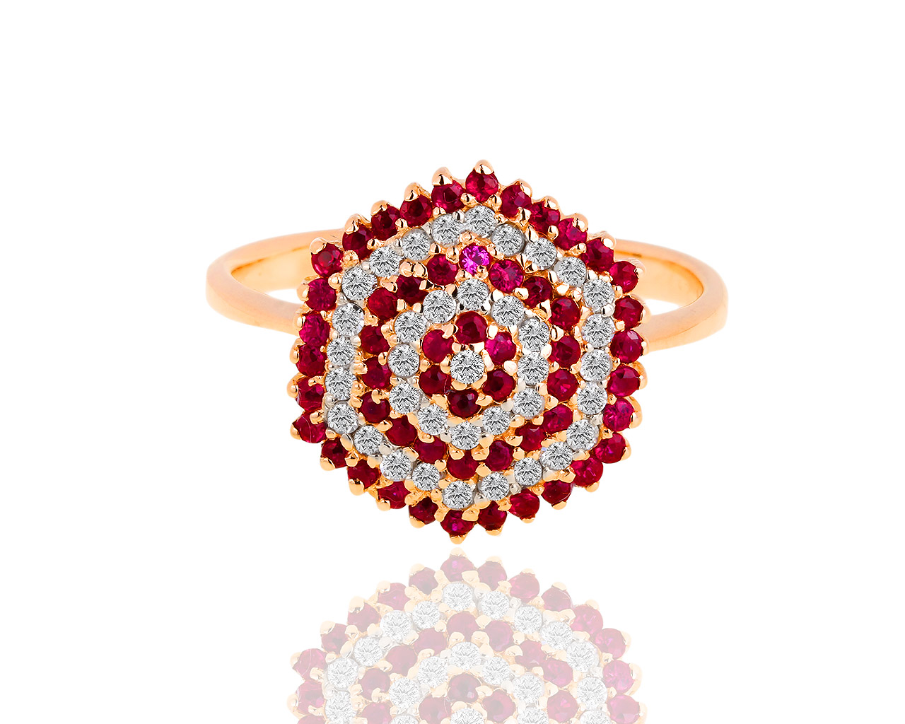 Золотое кольцо с бриллиантами 0.32ct и рубинами 0.45ct 140818/9