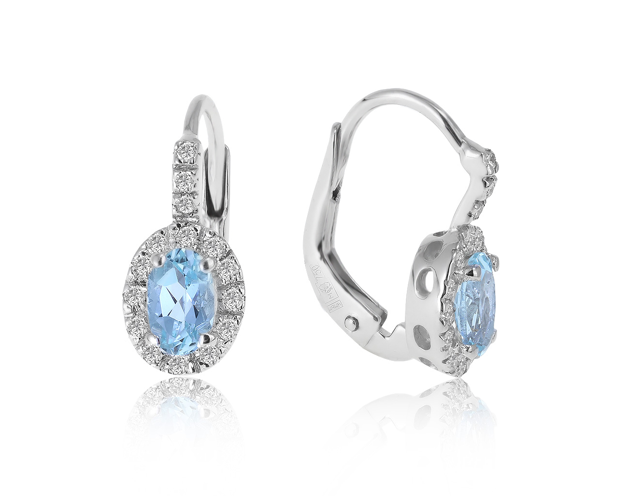 Оригинальные золотые серьги с аквамаринами 0.55ct Sinico
