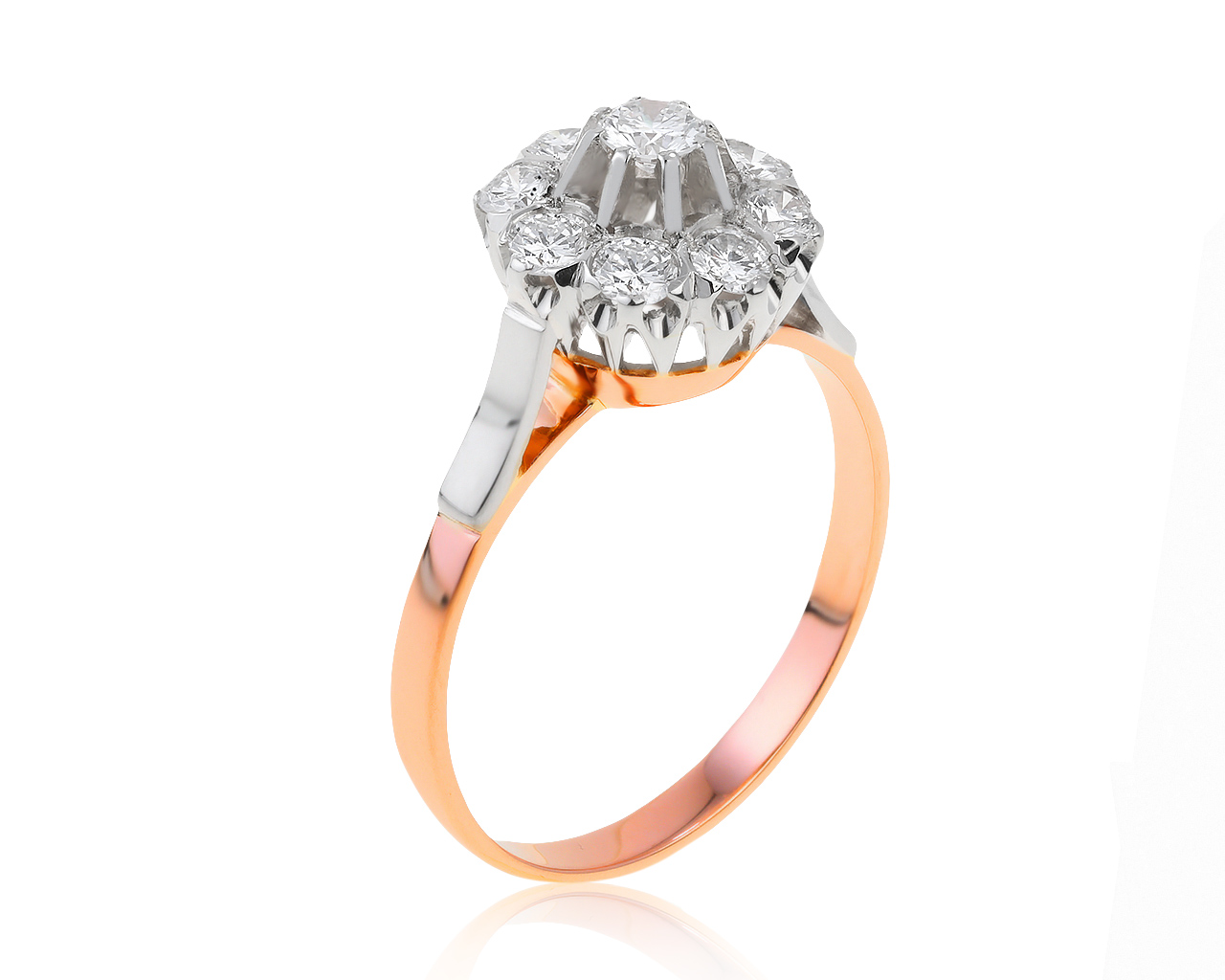 Красивое золотое кольцо с бриллиантами 0.88ct СССР 200521/5