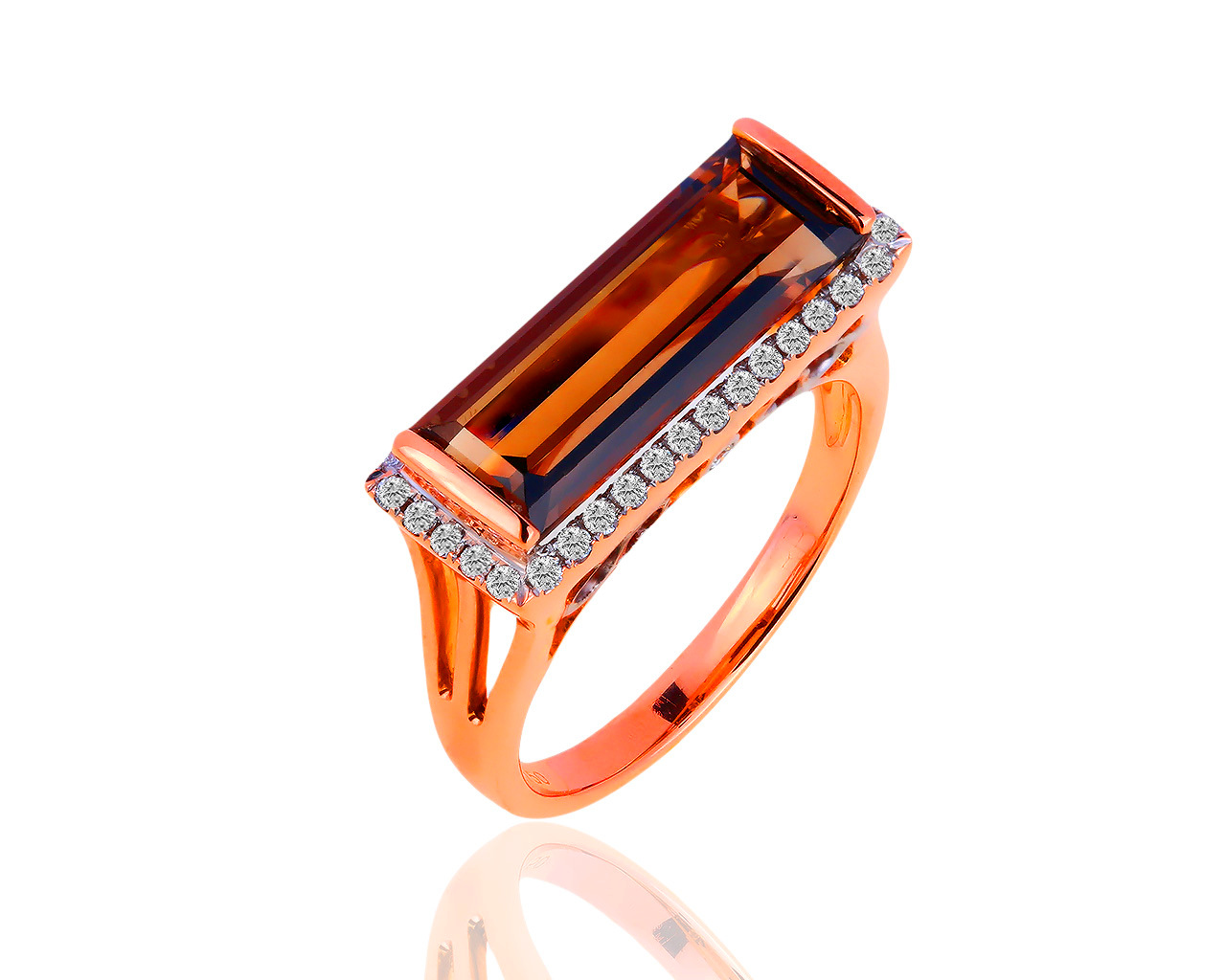 Золотое кольцо с бриллиантами и раухтопазом 3.50ct Roberto Bravo 180519/13