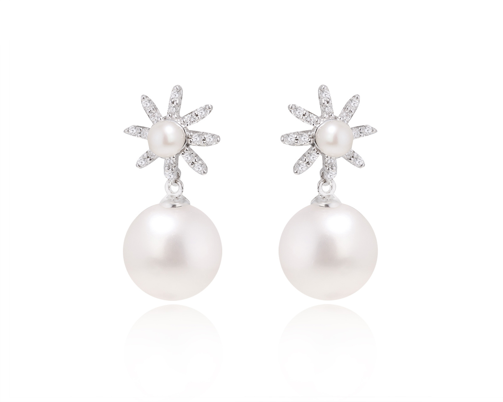 Оригинальные золотые серьги с жемчугом МЮЗ 180724/14