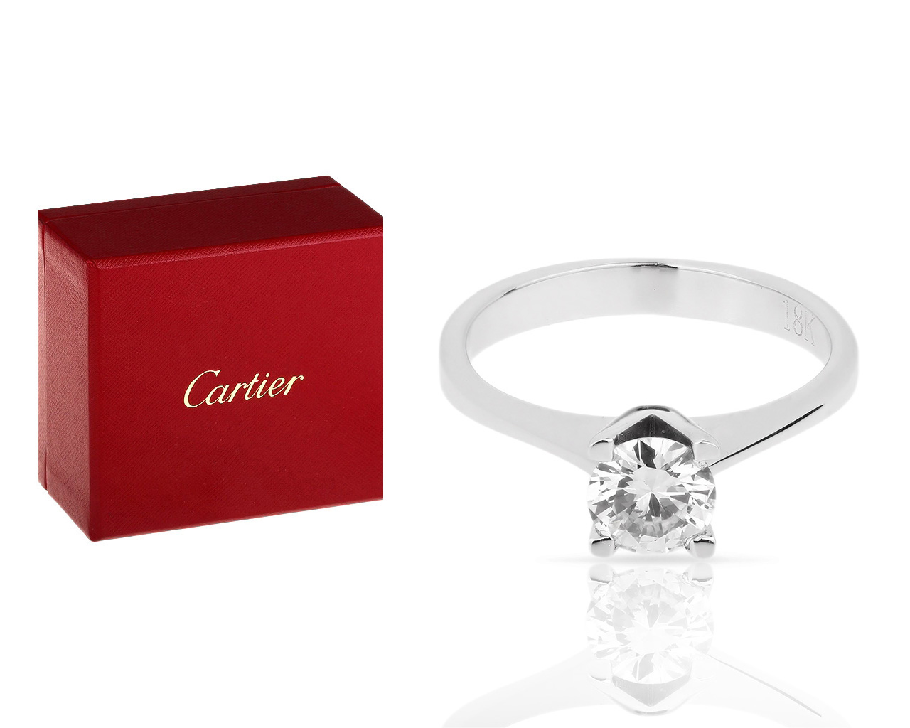 Платиновое кольцо с бриллиантом 0.32ct Cartier