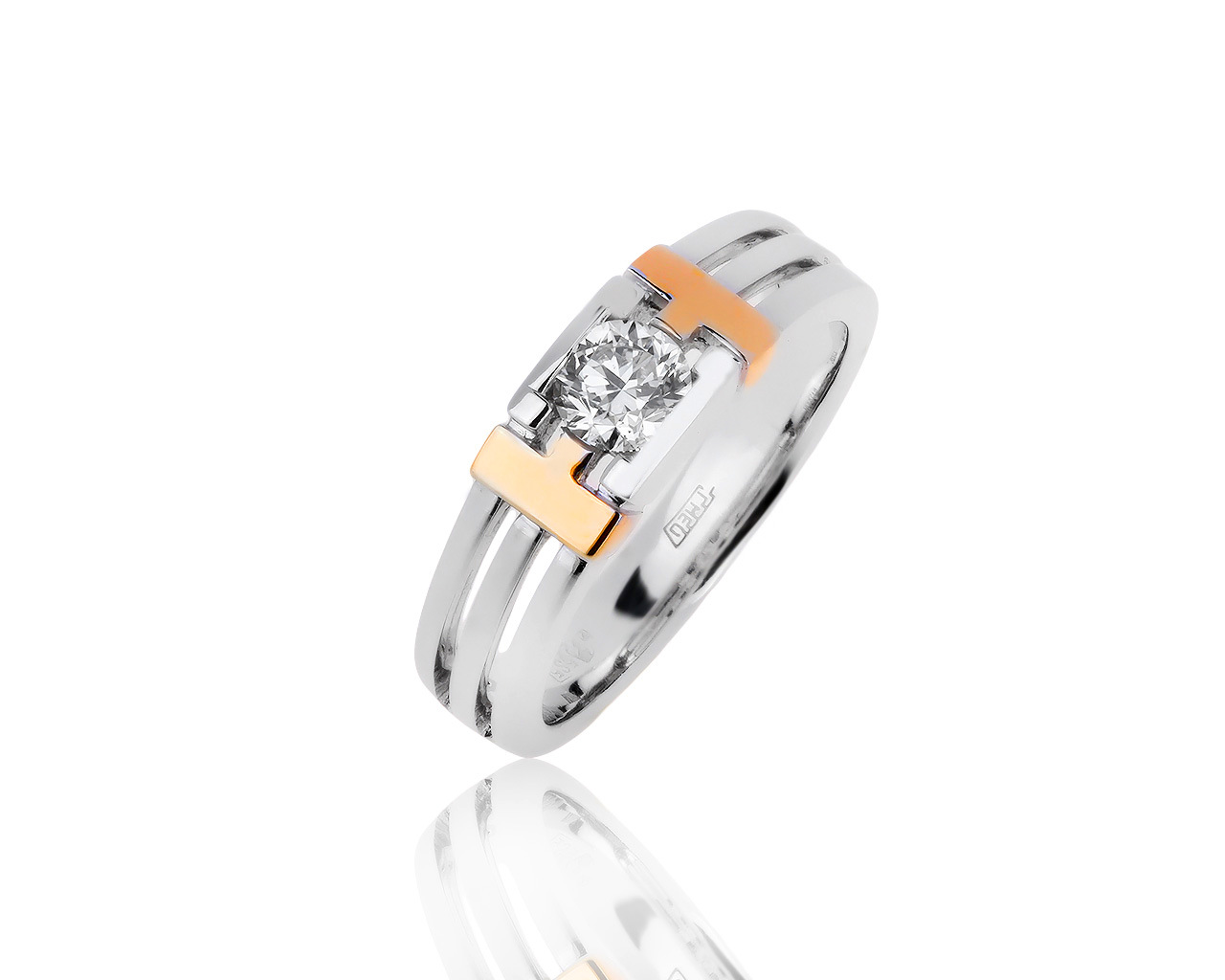 Солидное золотое кольцо с бриллиантом 0.36ct 020819/2