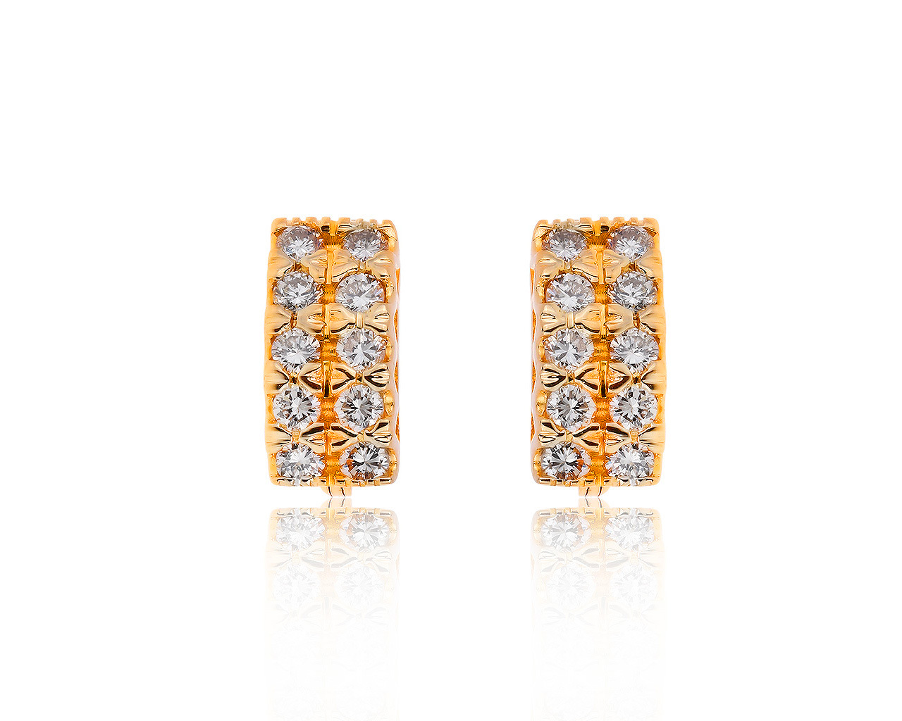 Модные золотые серьги с бриллиантами 1.30ct 081019/2 Модные золотые серьги с бриллиантами 1.30ct 081019/2