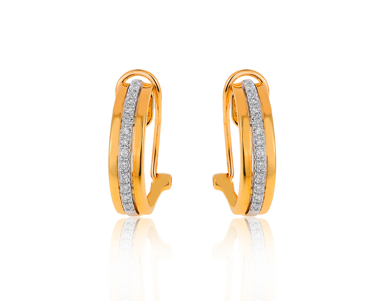 Прелестные золотые серьги с бриллиантами 0.17ct 011119/19 Прелестные золотые серьги с бриллиантами 0.17ct 011119/19
