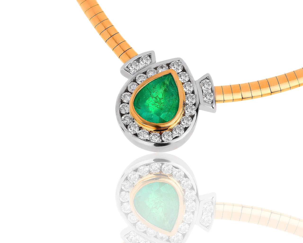 Золотое колье с бриллиантами 1.5ct и изумрудом 3.75ct Золотое колье с бриллиантами 1.5ct и изумрудом 3.75ct