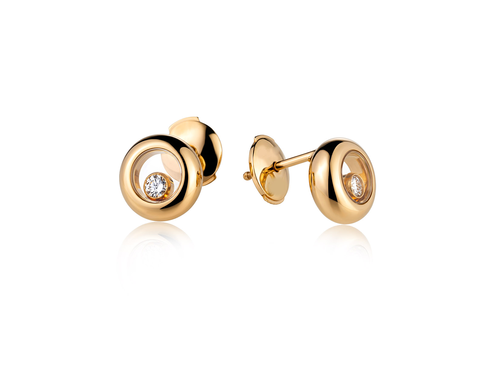 Оригинальные золотые серьги с бриллиантами 0.11ct Chopard Happy Diamonds